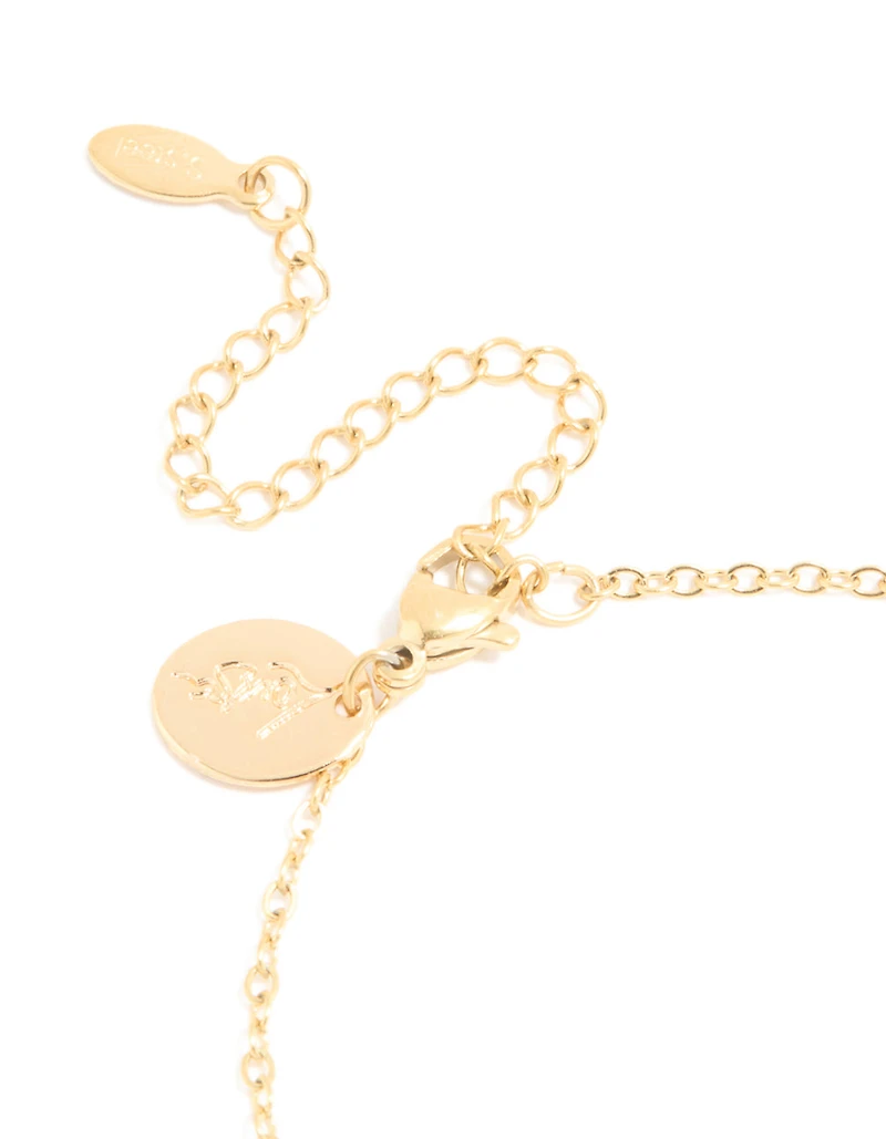 Waterproof Gold Plated Stainless Steel Cubic Zirconia Aquarius Zodiac Sign Bracelet