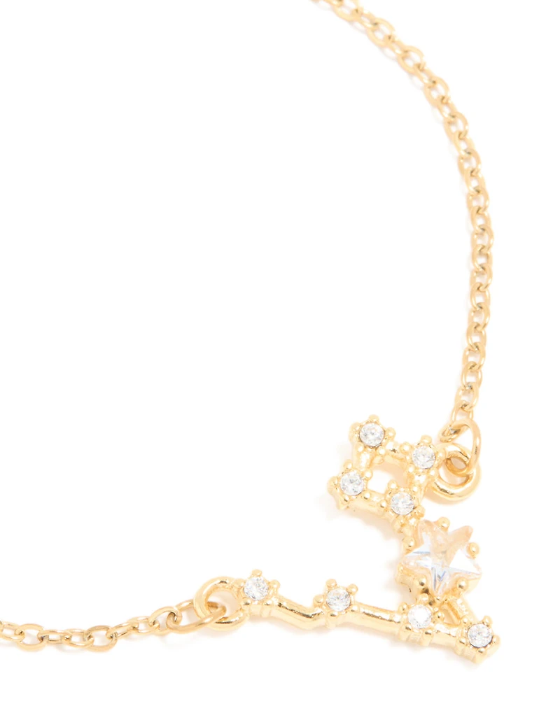 Waterproof Gold Plated Stainless Steel Cubic Zirconia Pisces Zodiac Sign Bracelet