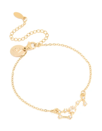 Waterproof Gold Plated Stainless Steel Cubic Zirconia Scorpio Zodiac Sign Bracelet