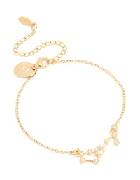 Waterproof Gold Plated Stainless Steel Cubic Zirconia Scorpio Zodiac Sign Bracelet