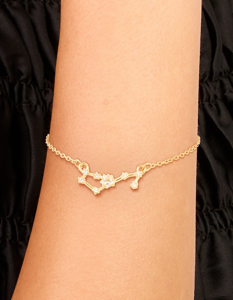 Waterproof Gold Plated Stainless Steel Cubic Zirconia Scorpio Zodiac Sign Bracelet