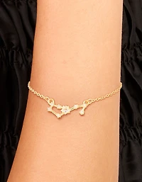 Waterproof Gold Plated Stainless Steel Cubic Zirconia Scorpio Zodiac Sign Bracelet