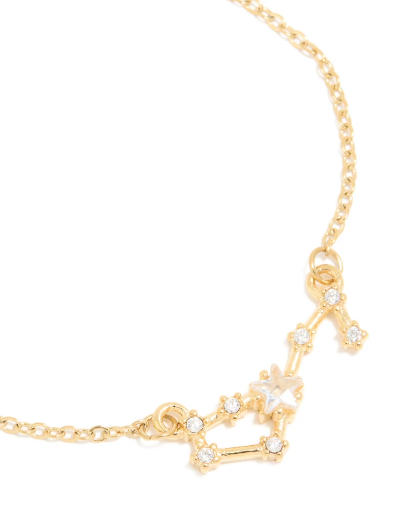 Waterproof Gold Plated Stainless Steel Cubic Zirconia Scorpio Zodiac Sign Bracelet