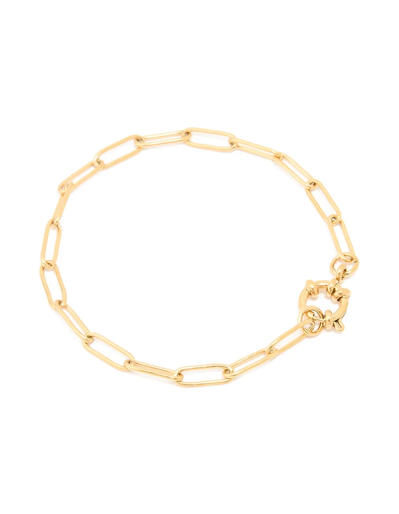 Waterproof Gold Plated Stainless Steel Fine Link Dainty Clasp Bracelet
