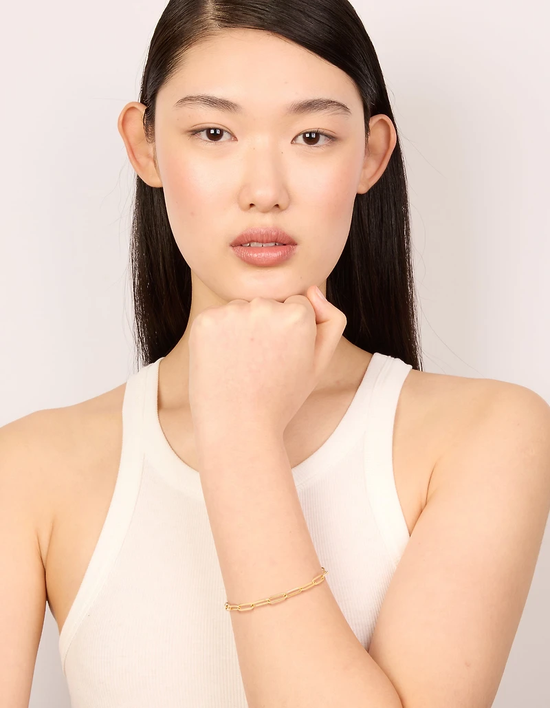 Bracelet imperméable en acier inoxydable plaqué or à fines maillons délicats