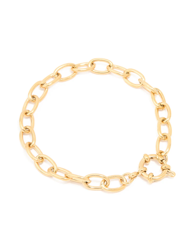 Waterproof Gold Plated Stainless Steel Dainty Clasp Chain Bracelet