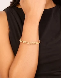 Waterproof Gold Plated Stainless Steel Dainty Clasp Chain Bracelet