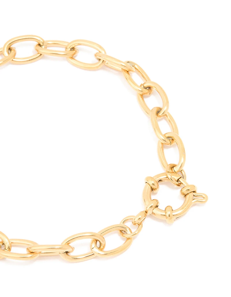 Waterproof Gold Plated Stainless Steel Dainty Clasp Chain Bracelet