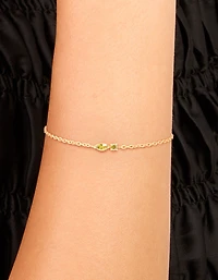 Bracelet de pierre de naissance cubique en zircone vert clair en acier inoxydable imperméable plaqué or