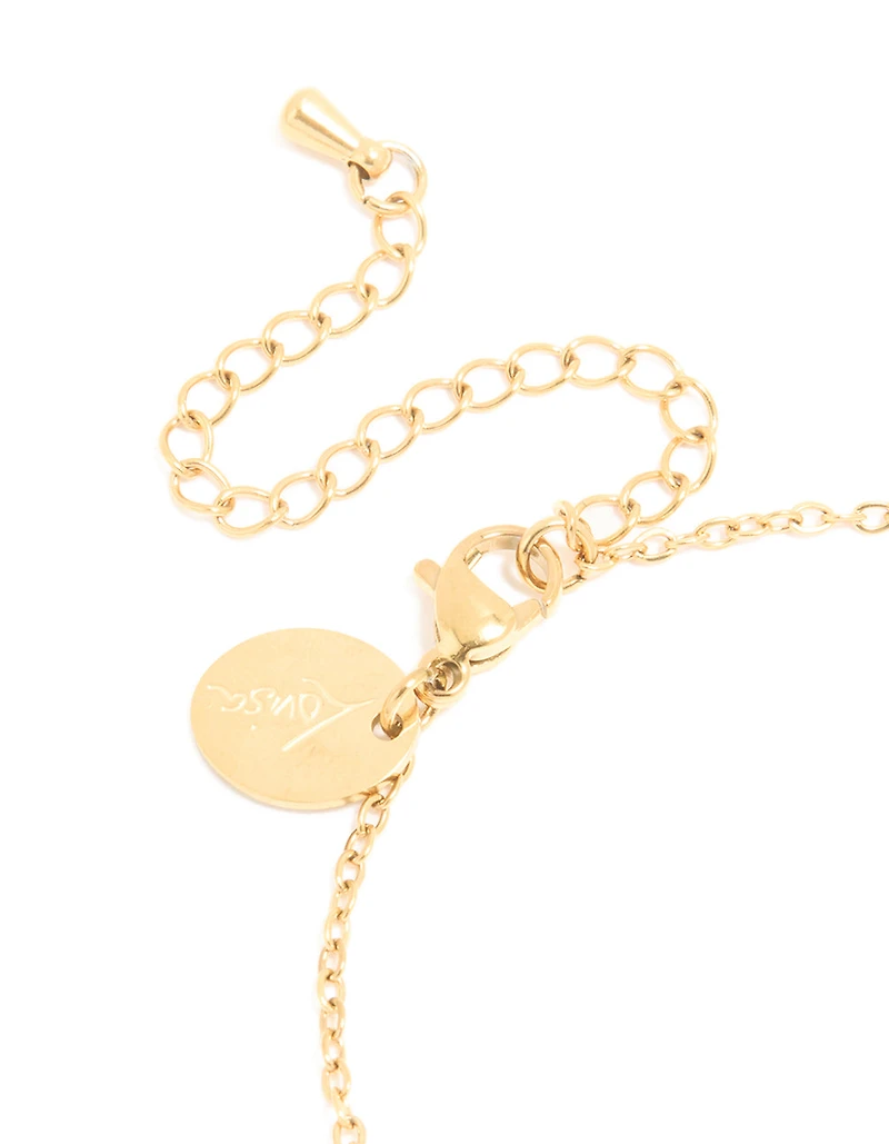 Bracelet de pierre de naissance en zircone rose rose en acier inoxydable imperméable plaqué or