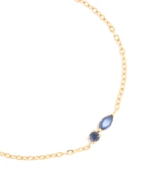 Bracelet imperméable en acier inoxydable plaqué or en zircone cubique bleu septembre