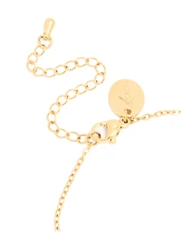 Bracelet de pierre de naissance en zircone cubique bleu clair en acier inoxydable imperméable plaqué or