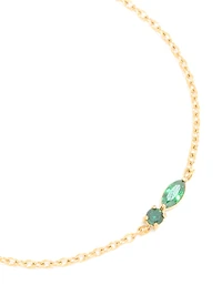 Bracelet de pierre de naissance en zircone cubique vert en acier inoxydable imperméable plaqué or