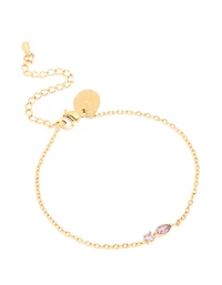 Waterproof Gold Plated Stainless Steel February Purple Cubic Zirconia Birthstone Bracelet