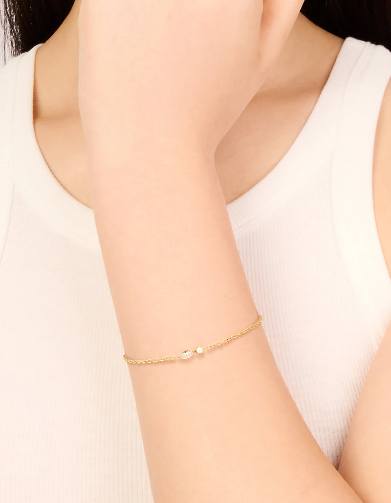 Bracelet imperméable en zircone cubique en zircone en juin plaqué or