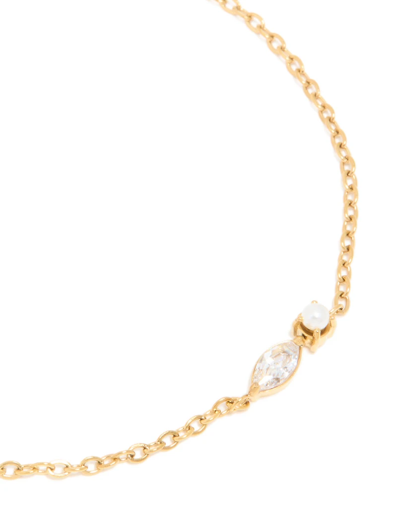 Bracelet imperméable en zircone cubique en zircone en juin plaqué or