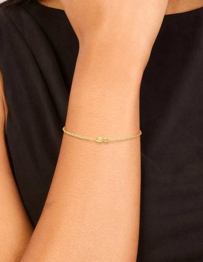 Bracelet de pierre de naissance en zircone cubique en acier inoxydable imperméable plaqué or