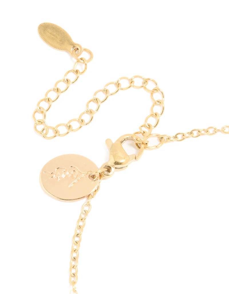 Waterproof Gold Plated Stainless Steel Cubic Zirconia Libra Zodiac Sign Bracelet