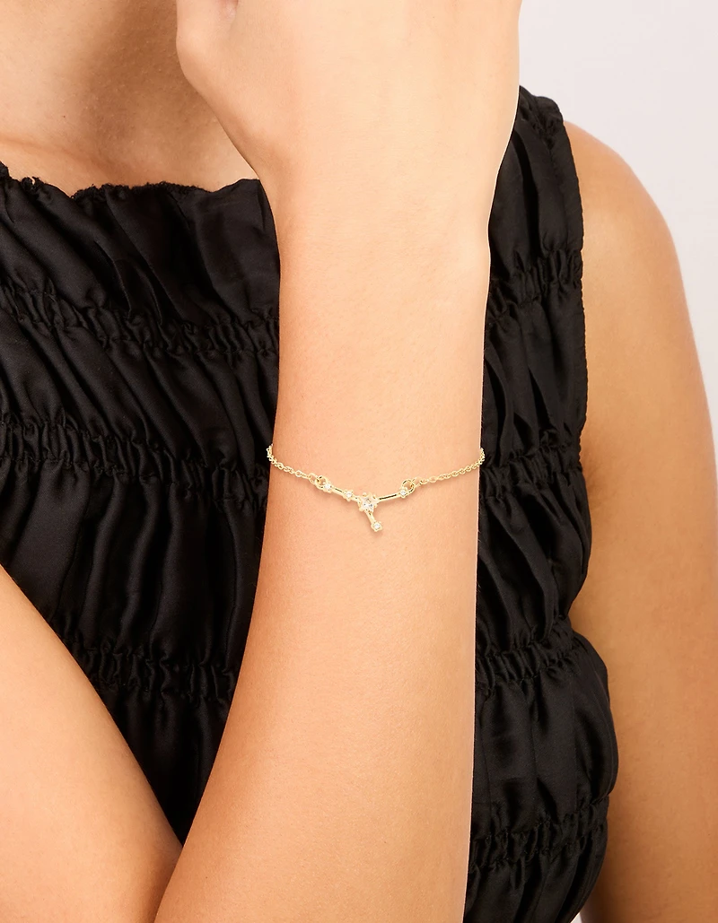 Bracelet du signe du zodiaque du cancer en zircone en acier inoxydable en acier inoxydable étanche, plaqué or