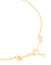 Waterproof Gold Plated Stainless Steel Cubic Zirconia Cancer Zodiac Sign Bracelet