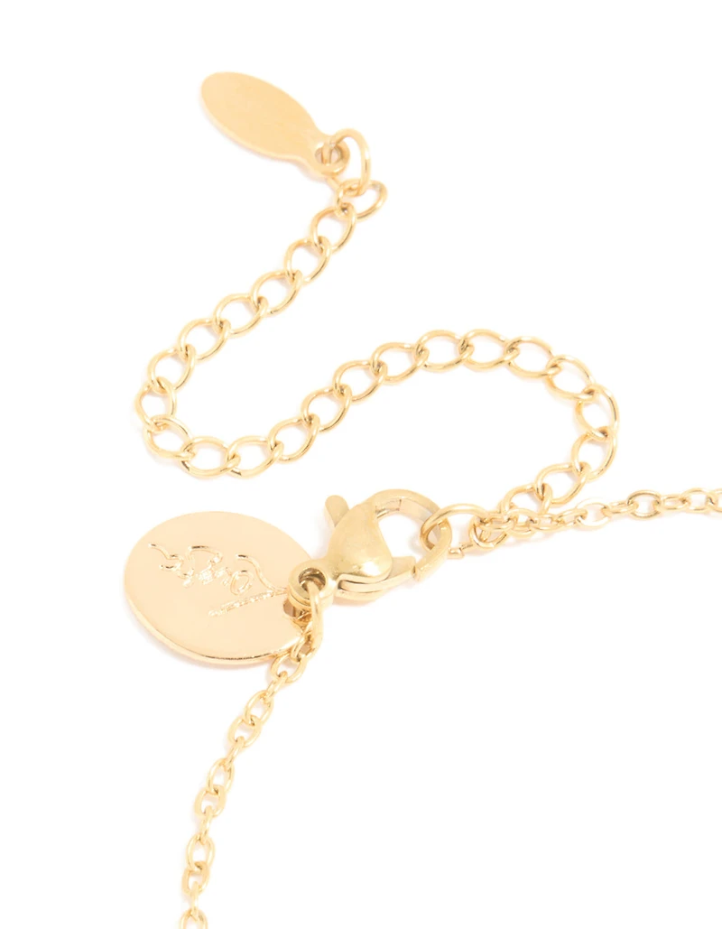 Waterproof Gold Plated Stainless Steel Cubic Zirconia Cancer Zodiac Sign Bracelet