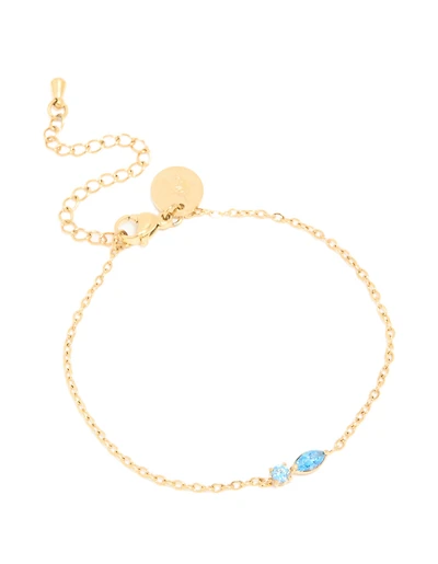 Bracelet de pierre de naissance en zircone cubique bleu de décembre plaqué or plaqué or