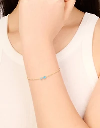 Waterproof Gold Plated Stainless Steel December Blue Cubic Zirconia Birthstone Bracelet