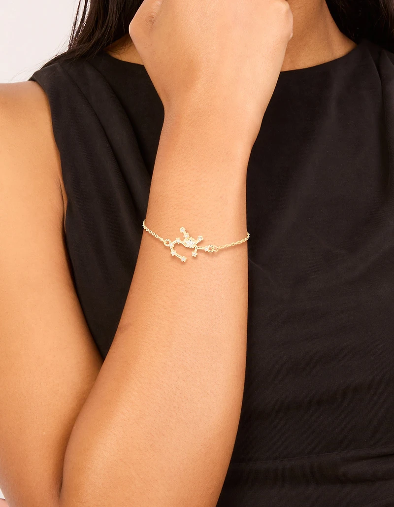 Waterproof Gold Plated Stainless Steel Cubic Zirconia Sagittarius Zodiac Sign Bracelet