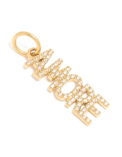 Waterproof Gold Plated Stainless Steel Cubic Zirconia Amore Charm