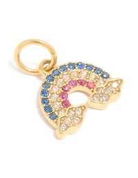Waterproof Gold Plated Stainless Steel Cubic Zirconia Rainbow Charm