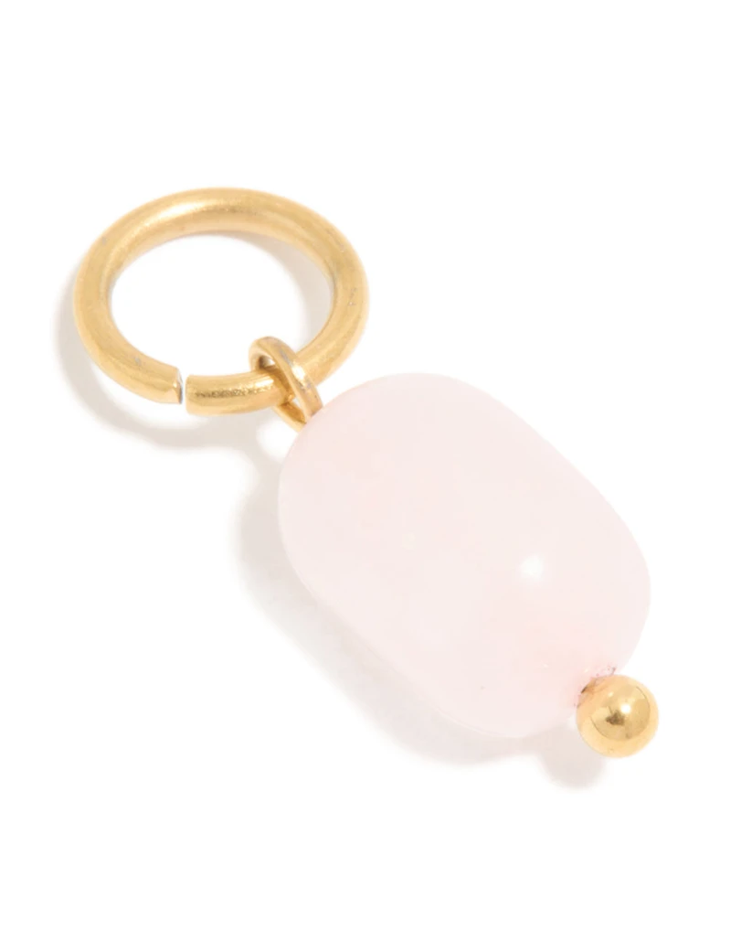 Waterproof Gold Plated Stainless Steel Rose Quartz Semi Precious Stone Charm