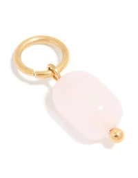 Waterproof Gold Plated Stainless Steel Rose Quartz Semi Precious Stone Charm