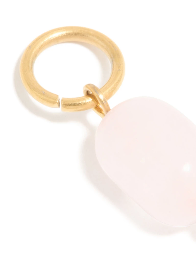 Waterproof Gold Plated Stainless Steel Rose Quartz Semi Precious Stone Charm