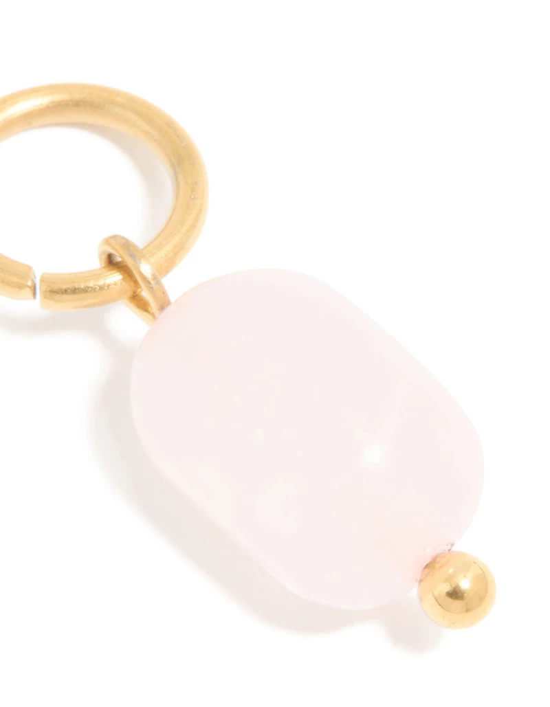Waterproof Gold Plated Stainless Steel Rose Quartz Semi Precious Stone Charm