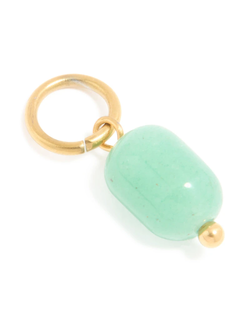 Waterproof Gold Plated Stainless Steel Jade Semi Precious Stone Charm