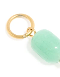 Waterproof Gold Plated Stainless Steel Jade Semi Precious Stone Charm