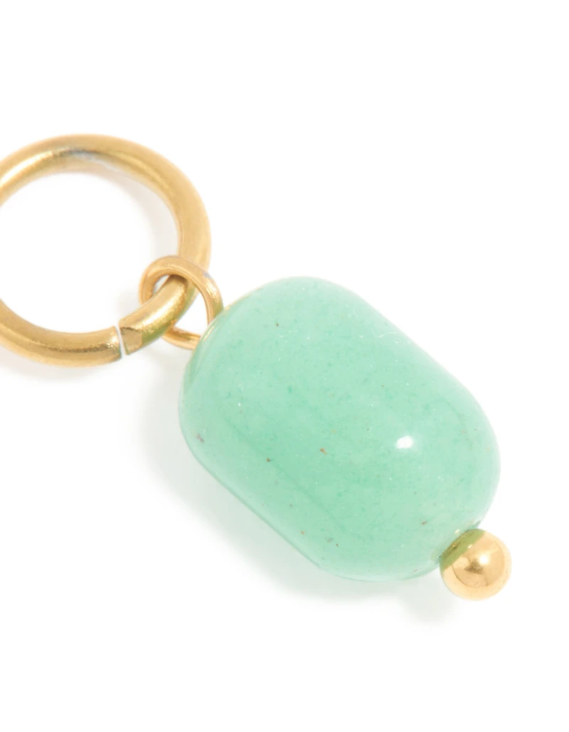 Waterproof Gold Plated Stainless Steel Jade Semi Precious Stone Charm