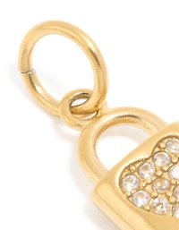 Waterproof Gold Plated Stainless Steel Cubic Zirconia Heart Locket Charm