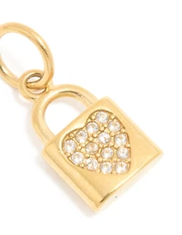 Waterproof Gold Plated Stainless Steel Cubic Zirconia Heart Locket Charm