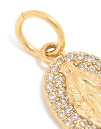 Waterproof Gold Plated Stainless Steel Cubic Zirconia Mary Charm
