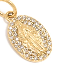 Waterproof Gold Plated Stainless Steel Cubic Zirconia Mary Charm