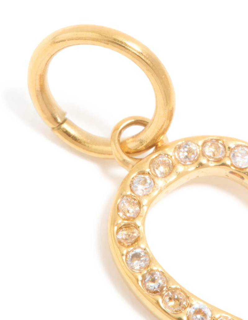 Waterproof Gold Plated Stainless Steel Cubic Zirconia Horse Shoe Charm