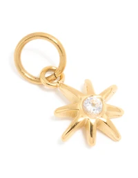 Porte-bonheur étoile cubique en zircone à huit pointes en acier inoxydable plaqué or imperméable