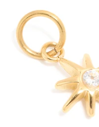 Porte-bonheur étoile cubique en zircone à huit pointes en acier inoxydable plaqué or imperméable