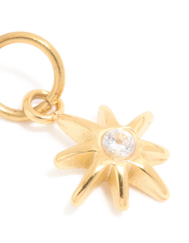 Porte-bonheur étoile cubique en zircone à huit pointes en acier inoxydable plaqué or imperméable