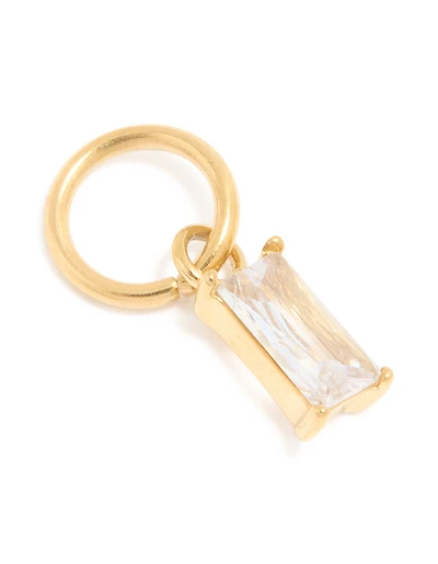 Waterproof Gold Plated Stainless Steel Cubic Zirconia Baguette Charm