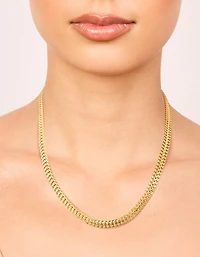 Waterproof Gold Plated Stainless Steel Flat Detail Chain Necklace