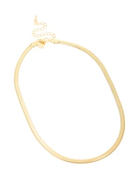 Waterproof Gold Plated Stainless Steel Flat Detail Chain Necklace