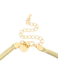 Waterproof Gold Plated Stainless Steel Flat Detail Chain Necklace