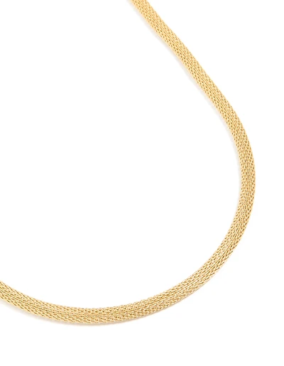 Collier en tube en treillis en acier inoxydable plaqué or imperméable